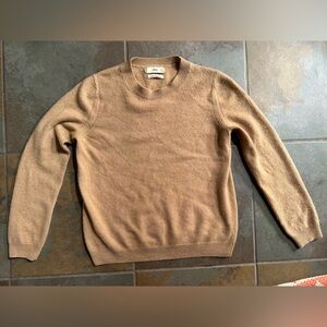 MNG Mango Women’s Small 100% Cashmere Beige Sand Crewneck Sweater